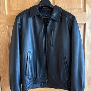 Tommy Hilfiger Black Leather Bomber Jacket